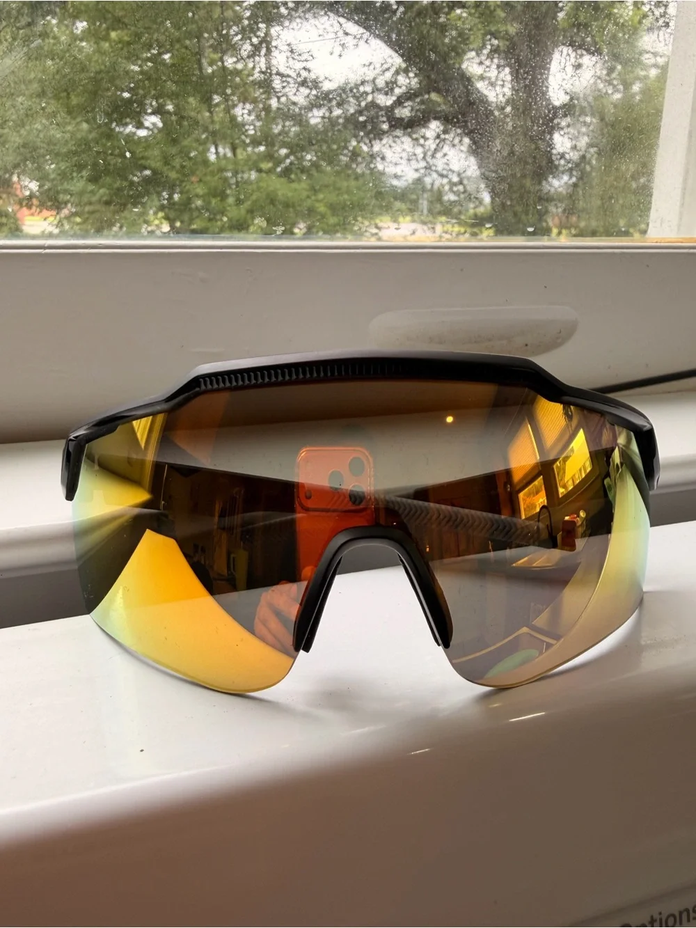 Under Armour Performance Wraparound Sunglasses in Amber/Gold Mirror